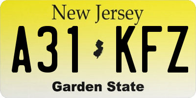 NJ license plate A31KFZ