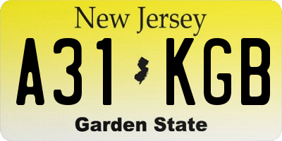 NJ license plate A31KGB