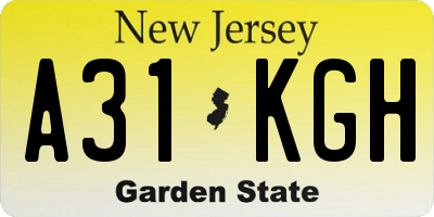 NJ license plate A31KGH