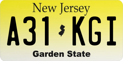 NJ license plate A31KGI