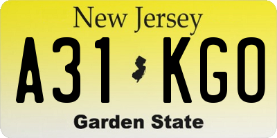 NJ license plate A31KGO