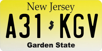 NJ license plate A31KGV