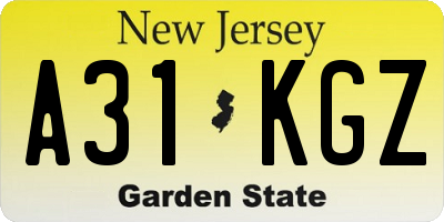 NJ license plate A31KGZ