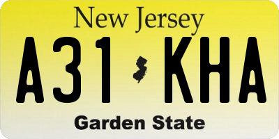 NJ license plate A31KHA