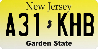 NJ license plate A31KHB
