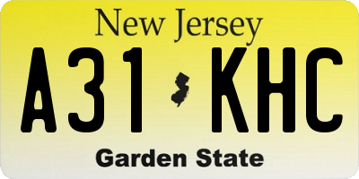 NJ license plate A31KHC