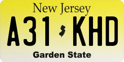NJ license plate A31KHD