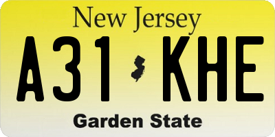 NJ license plate A31KHE