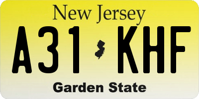 NJ license plate A31KHF