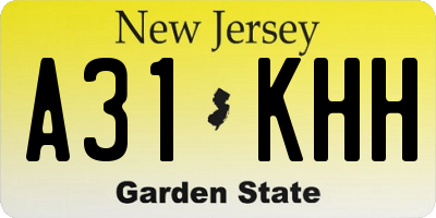 NJ license plate A31KHH