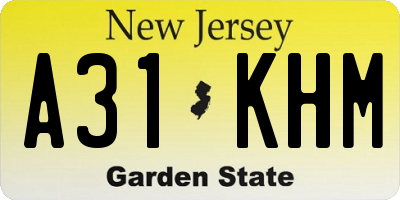 NJ license plate A31KHM