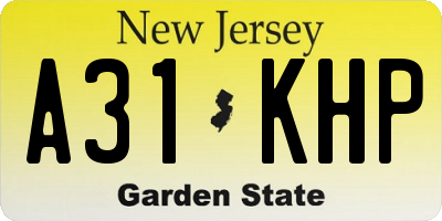 NJ license plate A31KHP