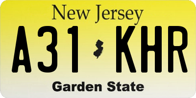 NJ license plate A31KHR