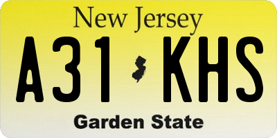 NJ license plate A31KHS