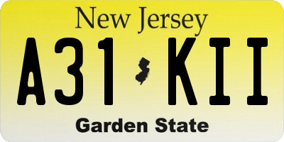 NJ license plate A31KII