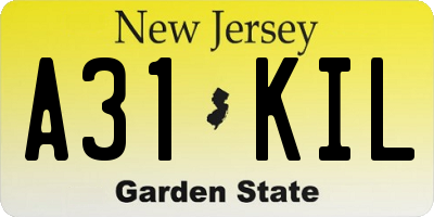 NJ license plate A31KIL