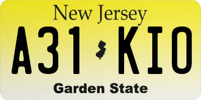 NJ license plate A31KIO