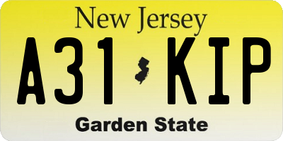 NJ license plate A31KIP