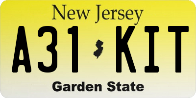 NJ license plate A31KIT