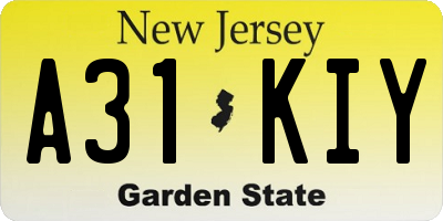 NJ license plate A31KIY