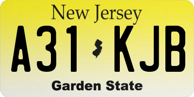 NJ license plate A31KJB