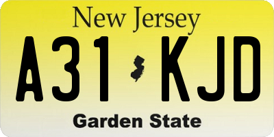 NJ license plate A31KJD
