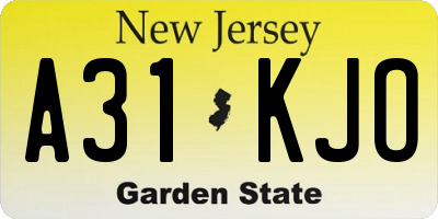 NJ license plate A31KJO