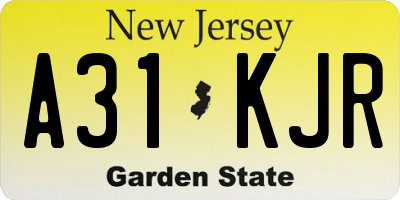 NJ license plate A31KJR