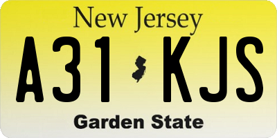 NJ license plate A31KJS