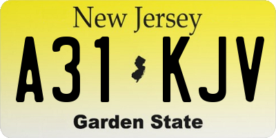 NJ license plate A31KJV