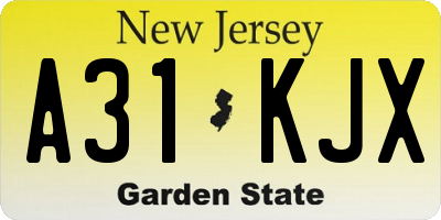 NJ license plate A31KJX