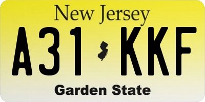 NJ license plate A31KKF
