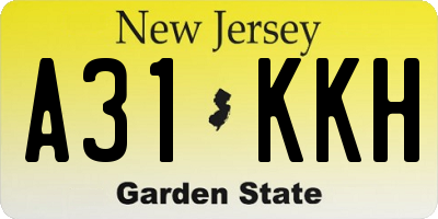 NJ license plate A31KKH