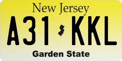 NJ license plate A31KKL