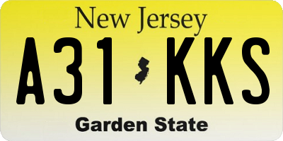 NJ license plate A31KKS