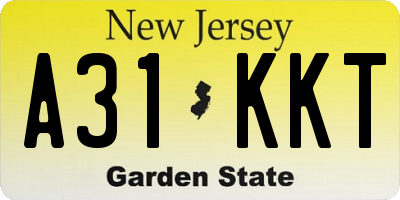 NJ license plate A31KKT