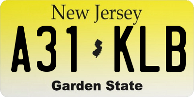 NJ license plate A31KLB