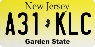 NJ license plate A31KLC