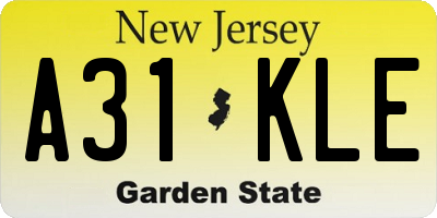 NJ license plate A31KLE