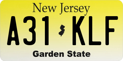NJ license plate A31KLF