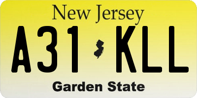 NJ license plate A31KLL