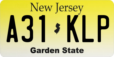 NJ license plate A31KLP