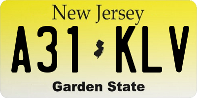 NJ license plate A31KLV