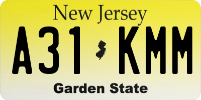 NJ license plate A31KMM