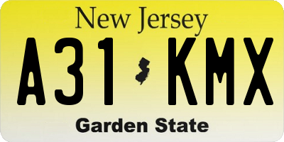 NJ license plate A31KMX