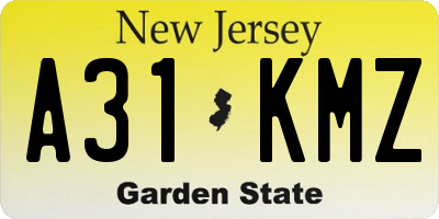 NJ license plate A31KMZ