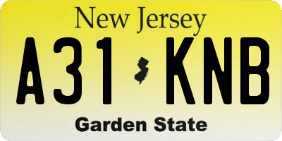 NJ license plate A31KNB