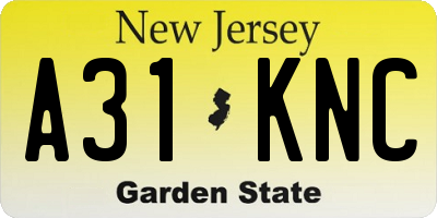 NJ license plate A31KNC