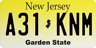 NJ license plate A31KNM