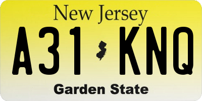 NJ license plate A31KNQ